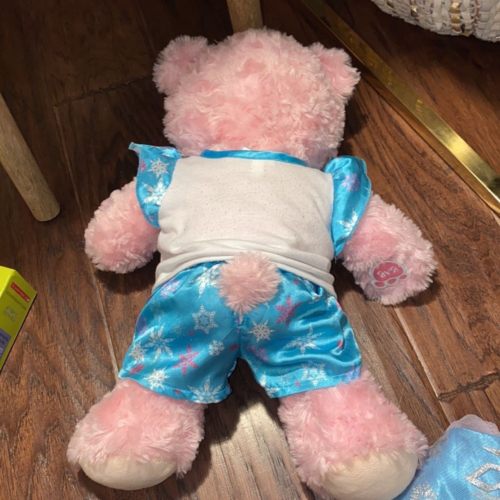 Build-A-Bear Frozen Elsa & Anna Turquoise White pajama sleep set shirt & shorts - Picture 2 of 8